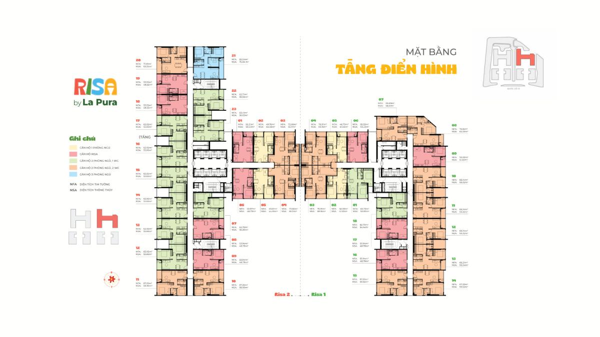 Mặt bằng  la pura tầng 4-10